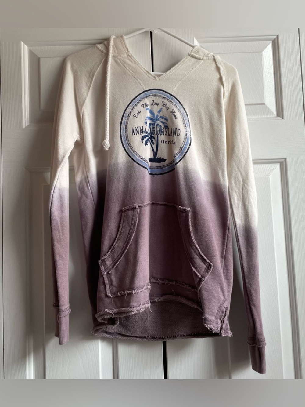 Anna Maria Island Dip-Dye Hoodie - Cream to Maroon